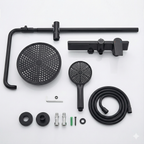 Colonne de douche multifonctions 3 voies thermostatique en laiton – Noir