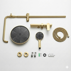 Colonne de douche thermostatique 3 voies en laiton brossé – Doré