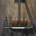 Système de douche avec panneau en verre et affichage numérique – Gris