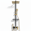 Colonne de douche avec pomme de pluie et douchette – Noir et or