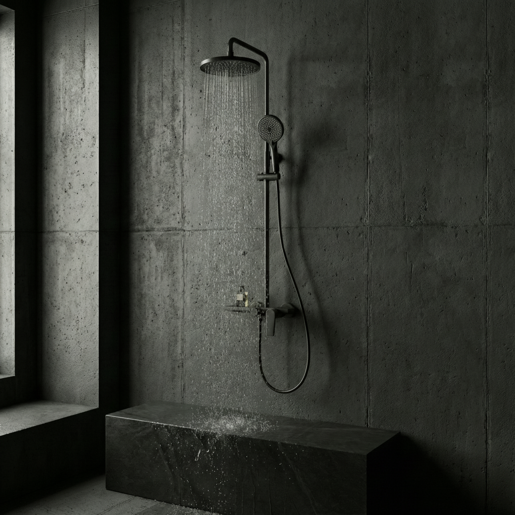 Colonne de douche multifonctions 3 voies thermostatique en laiton – Noir