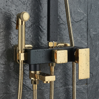 Colonne de douche avec pomme de pluie et douchette – Noir et or