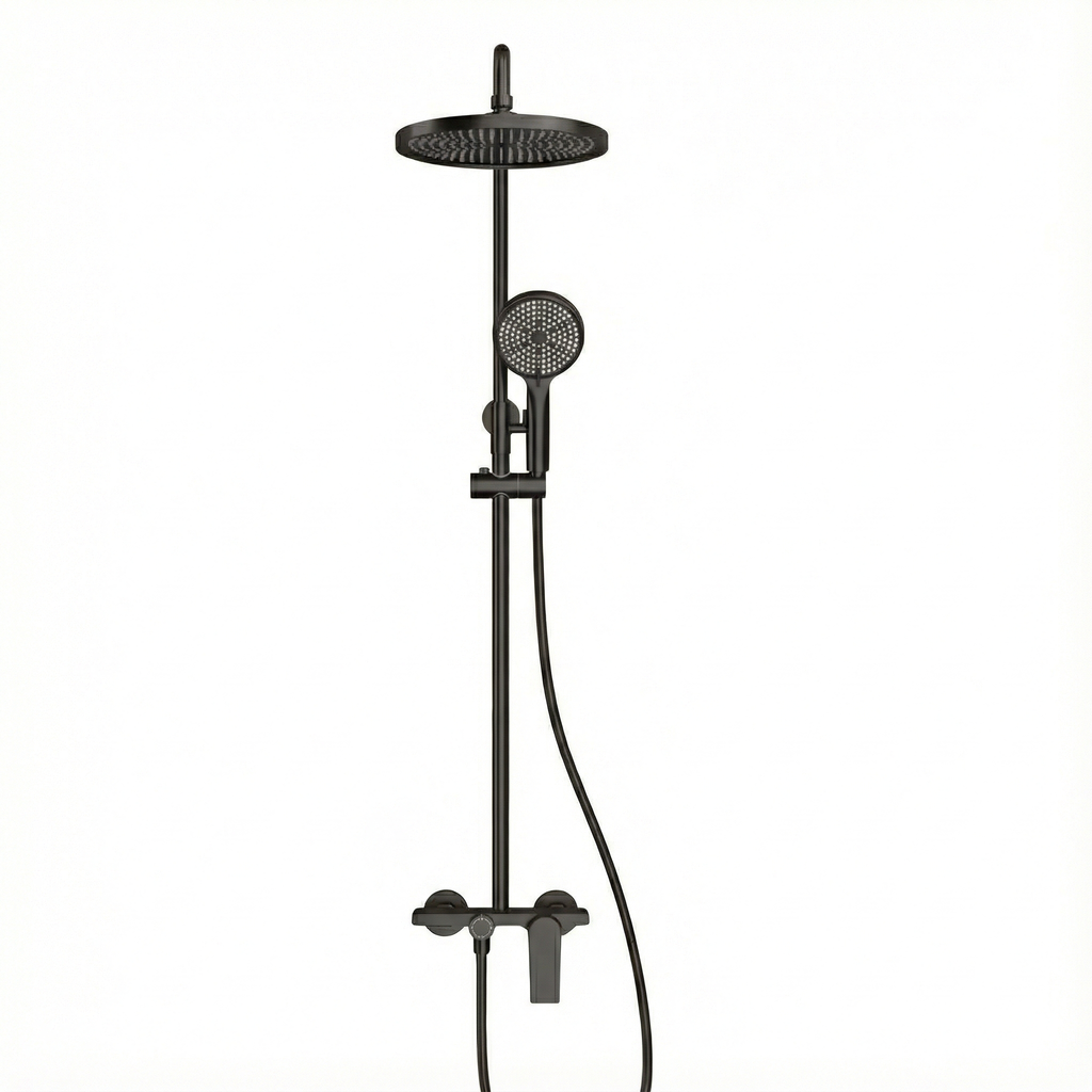 Colonne de douche multifonctions 3 voies thermostatique en laiton – Noir