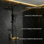 Colonne de douche thermostatique avec affichage numérique – Noir – 4 voies